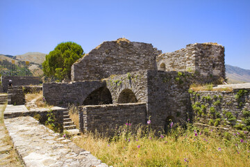 Fototapeta na wymiar Citadel of fortress in Gjirokastra, Albania 