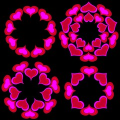 Valentines Day mod hearts vector circle frame graphics