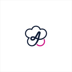 letter a logo vector template cloud