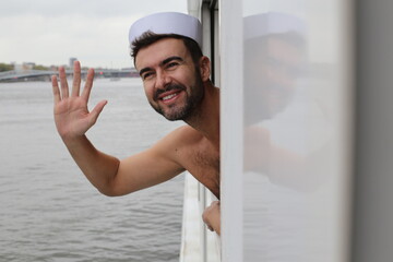 Sailor greeting with hand gesture 