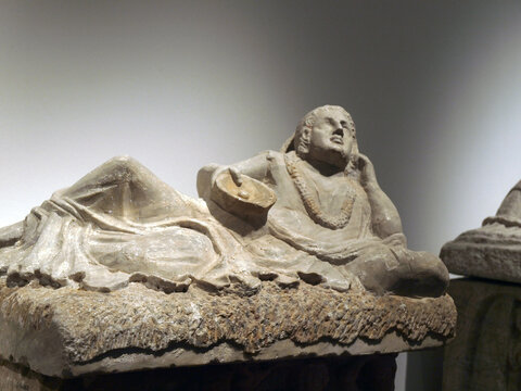 Ancient etruscan art. Sarcophagus of Chiusi, Tuscany.