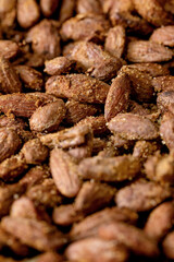 Sweet glazed honey roasted almond nuts. Sweet snack