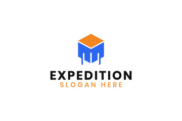 Fast box expedition shipping logo for logistic business