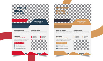 Creative best real estate flyer template design. Home sale poster banner. 