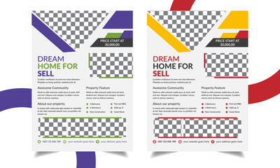 Real estate or home sale flyer, poster, Brochure design template. 