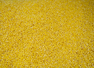Millet background. Ingredient for millet porridge. Natural food, healthy food.