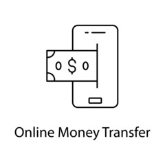Online Money Transfer vector outline icon for web design isolated on white background