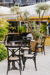 Cozy outdoor cafe in Alanyas, Mediterranean coast, Antalya province, Turkey