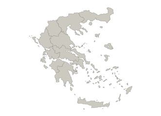 Greece map, individual regions, blank