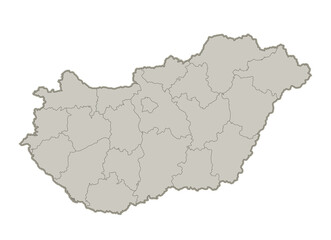 Hungary map, individual regions, blank