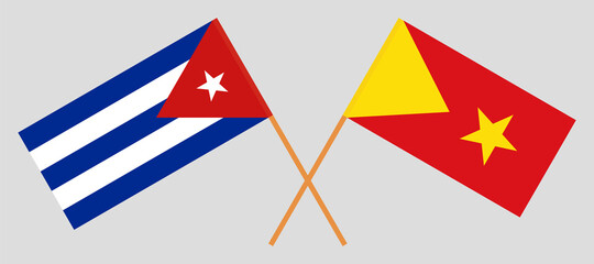 Crossed flags of Cuba and Tigray. Official colors. Correct proportion