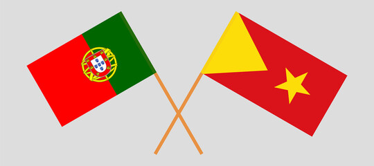 Crossed flags of Portugal and Tigray. Official colors. Correct proportion