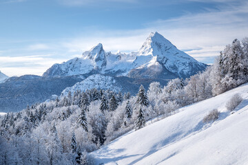 Fototapeta premium Deep winter landscape in Berchtesgaden, Bavaria, Germany