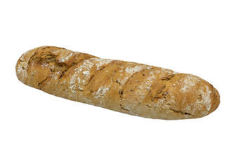 Baguette on white background with clipping path