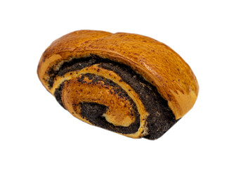 baking roll with poppy seeds isolated on white background