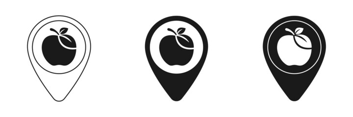 Icon, label on the map. The apple icon. Illustration