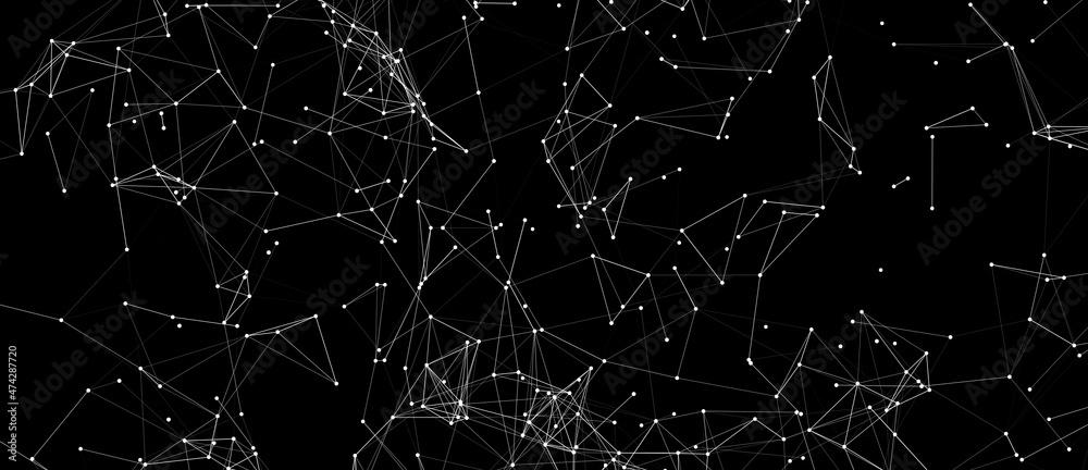 Leinwandbilder Abstract digital background of points and lines. Glowing plexus. Big data. Network or connection. Abstract technology science background. 3d vector illustration.