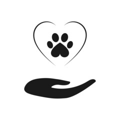 Animal paw icon. Love and care for animals. Vector illustration.