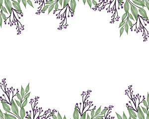 white background with purple wildflower border