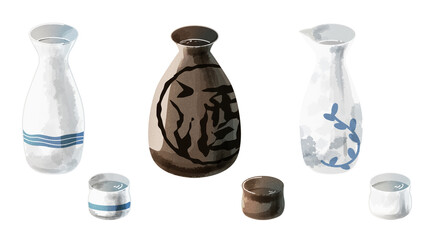 とっくり　柄つき　水彩風