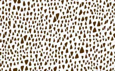 Abstract modern cow fur seamless pattern. Animals trendy background. Brown and white decorative vector illustration for print, card, postcard, fabric, textile. Modern ornament of stylized skin