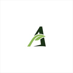 letter a logo vector template leaf