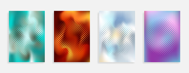 Abstract gradient halftone covers. Background for poster. Geometric future template for flyer, poster, brochure and invitation. Colorful cover.