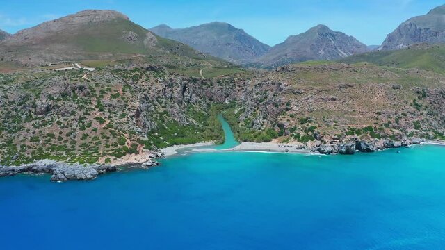 Crete Preveli beach beautiful lagoon. Travel to Greece for summer vacation