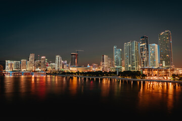 Fototapeta na wymiar skyline night Miami Florida downtown