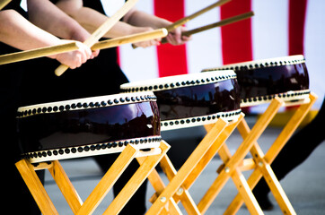 Traditional Japanese drum team performance.