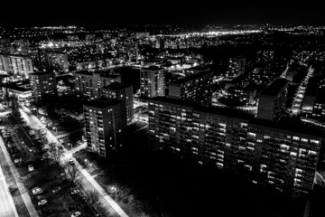View from above of the roofs of contemporary block of flats. Uly