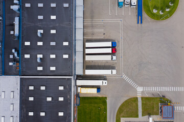 Aerial view of the distribution center, drone photography of the