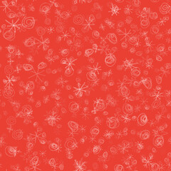 Hand Drawn Snowflakes Christmas Seamless Pattern. Subtle Flying Snow Flakes on chalk snowflakes Background. Beauteous chalk handdrawn snow overlay. Exquisite holiday season decoration.