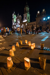 
The night of the little candles is one of the traditional festivals where we celebrate the Virgin Mary, every December 7 in Colombia. (This is Bolivar Square in Bogota)