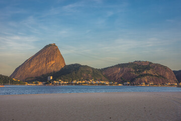 View of the famous Sugarlof Mountain (Morro Pão de Açúcar) from Flamengo Beach - Rio de Janeiro, Brazil