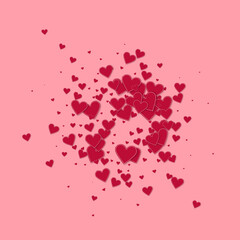 Red heart love confettis. Valentine's day explosio