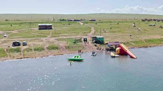 Beautiful lakes Shira and Bele, rivers and lakes of Khakassia, Aerial view, drone, Russia