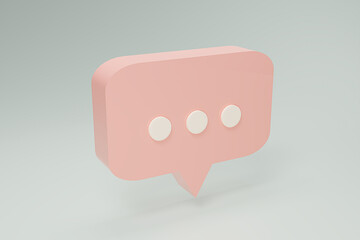 3D render pink Minimal chat bubble. Contact us or chat  icon 3D in gray background. Concept of communication, social media messages, SMS, comments. 3d rendering