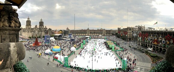 Constitution Square, also known as Zocalo, in Mexico City during Christmas time