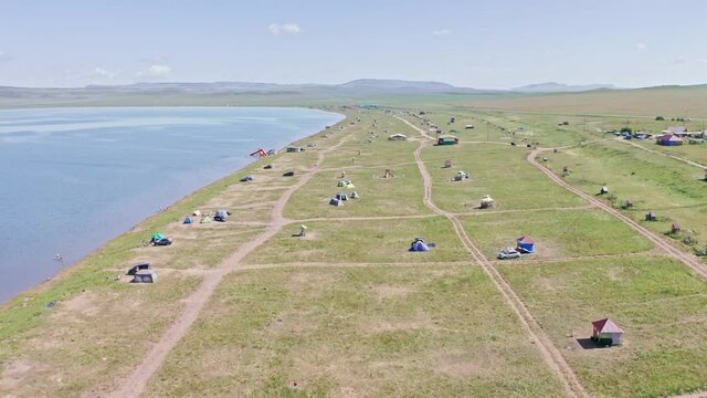 Beautiful lakes Shira and Bele, rivers and lakes of Khakassia, Aerial view, drone, Russia
