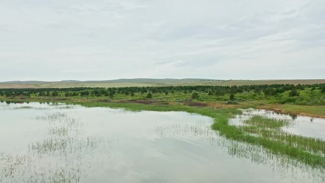 Beautiful lakes Shira and Bele, rivers and lakes of Khakassia, Aerial view, drone, Russia