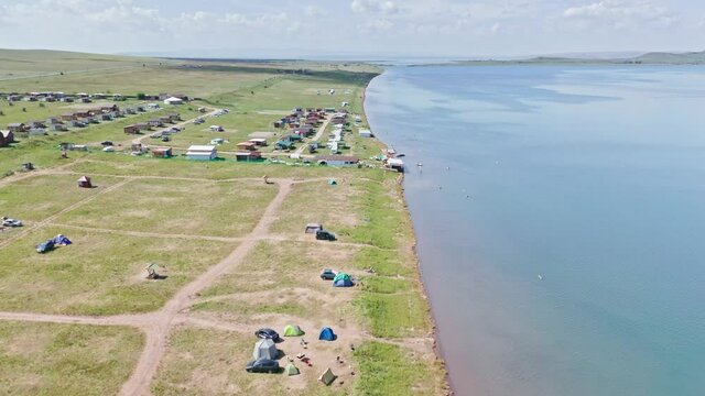 Beautiful lakes Shira and Bele, rivers and lakes of Khakassia, Aerial view, drone, Russia