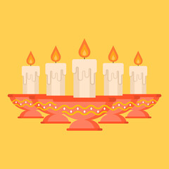 vector illustration of a candle in a bowl