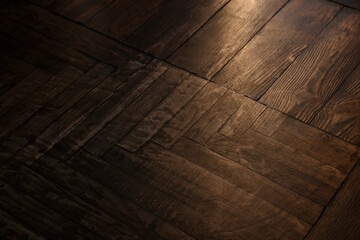 Wooden parquet floor as background, closeup view