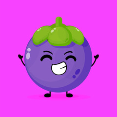 cute mangosteen character illustration vector