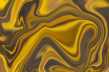 Yellow abstract background. Digitally created yellow and black sinuous shapes