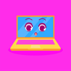 cute laptop character illustration vector