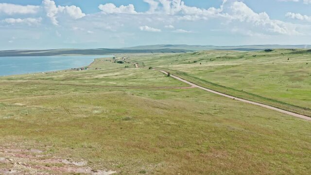 Beautiful lakes Shira and Bele, rivers and lakes of Khakassia, Aerial view, drone, Russia