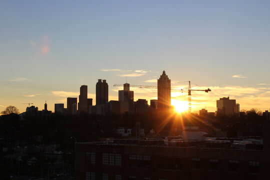 Sunset over the city Atlanta
