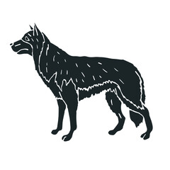 Vector hand drawn doodle sketch black shepherd dog isolated on white background